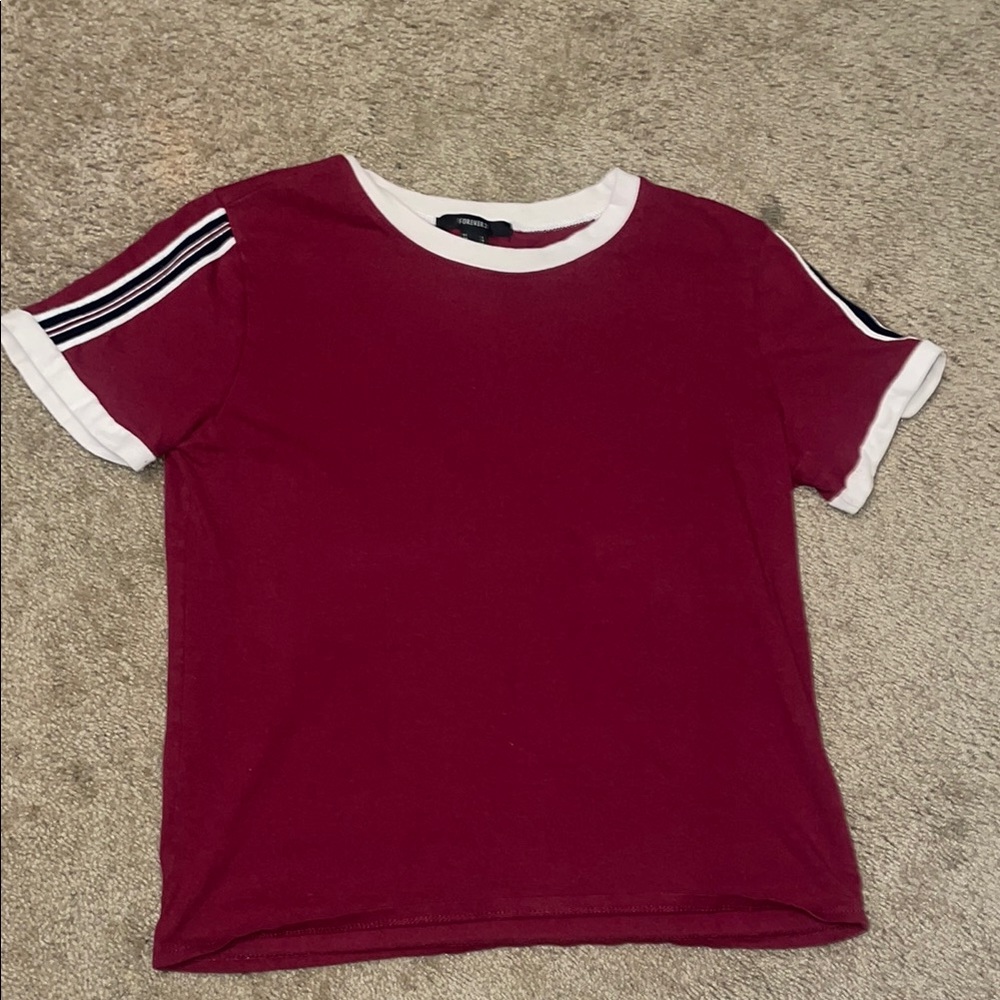 Maroon T-Shirt with White Trim